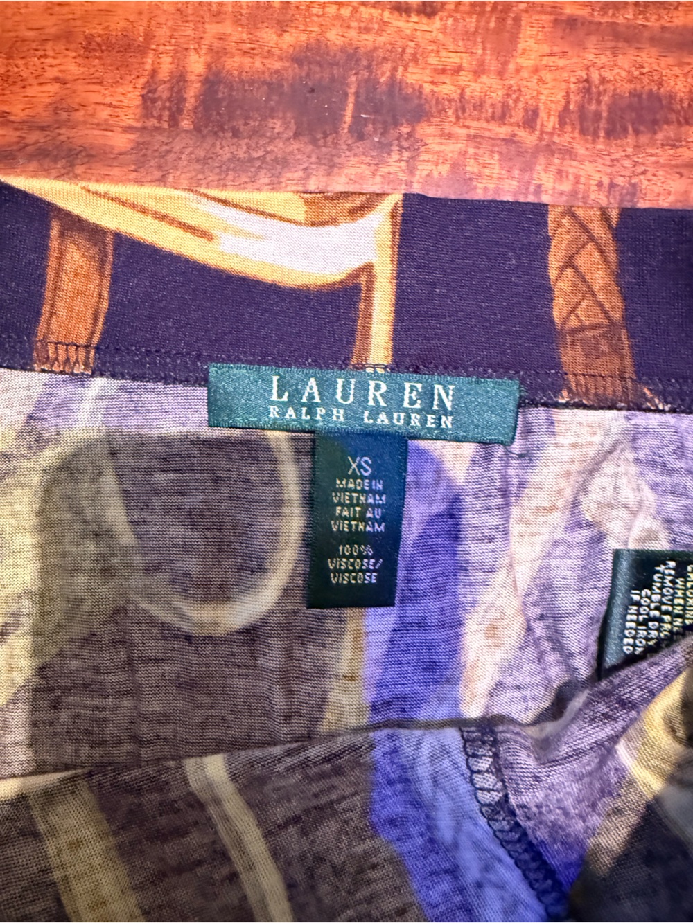 Vintage Ralph Lauren Navy Midi Skirt with Gold Equestrian Print - Picture 6 of 7